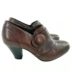 Clarks bendables womens ankle booties size 5 brown leather up on boots